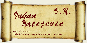 Vukan Matejević vizit kartica